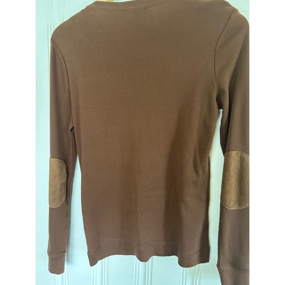 Lauren Ralph Lauren Brown  Heritage Old Money Academia Long Sleeve Top Suede M - Picture 4 of 9